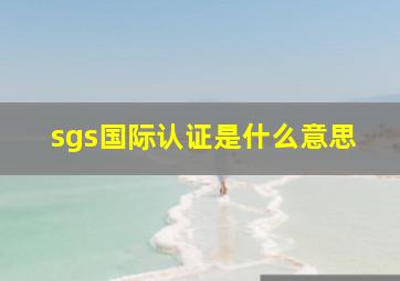 sgs国际认证是什么意思