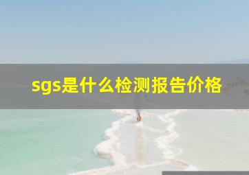 sgs是什么检测报告价格