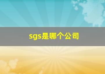 sgs是哪个公司