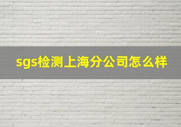 sgs检测上海分公司怎么样