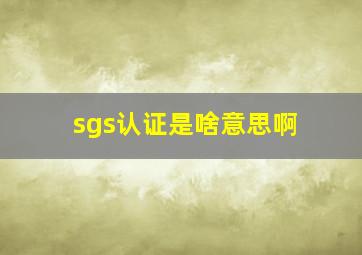 sgs认证是啥意思啊