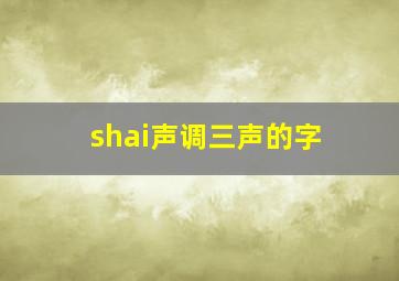 shai声调三声的字