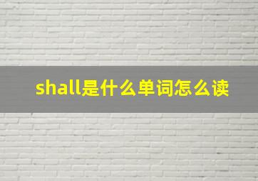 shall是什么单词怎么读