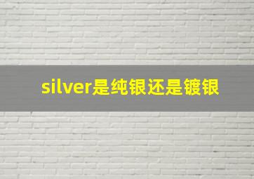 silver是纯银还是镀银