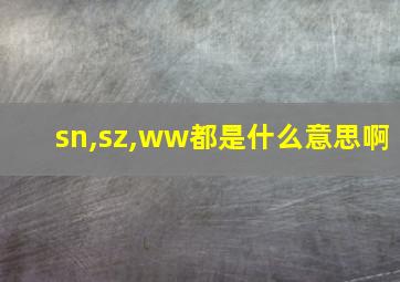 sn,sz,ww都是什么意思啊