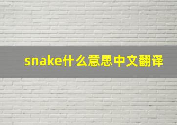 snake什么意思中文翻译