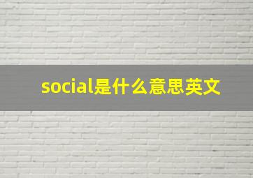 social是什么意思英文