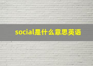 social是什么意思英语