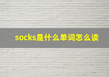 socks是什么单词怎么读