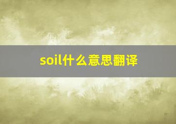 soil什么意思翻译