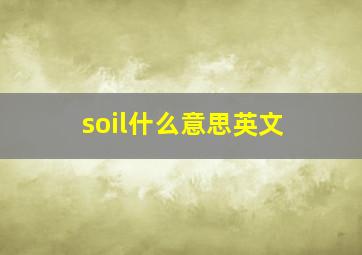 soil什么意思英文