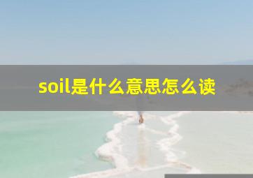 soil是什么意思怎么读