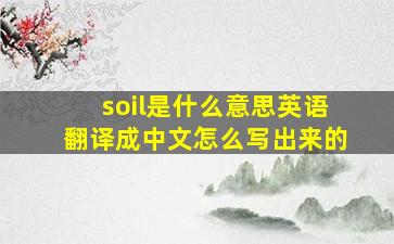 soil是什么意思英语翻译成中文怎么写出来的