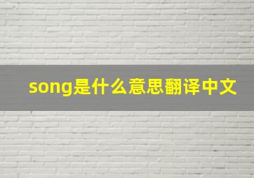 song是什么意思翻译中文