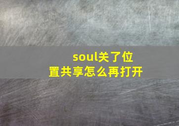 soul关了位置共享怎么再打开