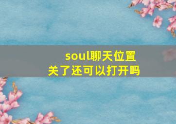 soul聊天位置关了还可以打开吗