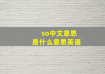 so中文意思是什么意思英语