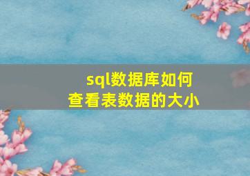 sql数据库如何查看表数据的大小