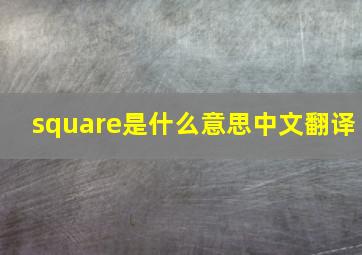 square是什么意思中文翻译