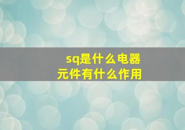 sq是什么电器元件有什么作用