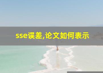 sse误差,论文如何表示