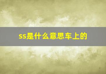 ss是什么意思车上的