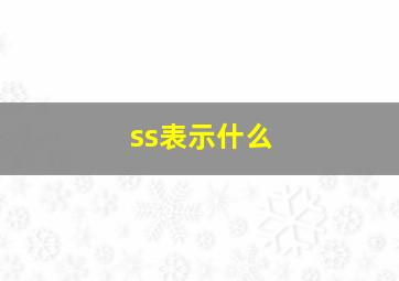 ss表示什么