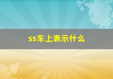 ss车上表示什么