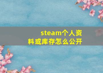 steam个人资料或库存怎么公开