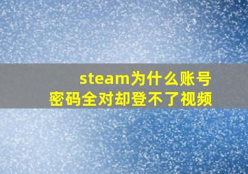 steam为什么账号密码全对却登不了视频