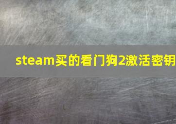 steam买的看门狗2激活密钥