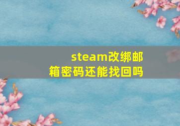 steam改绑邮箱密码还能找回吗