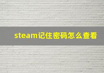 steam记住密码怎么查看