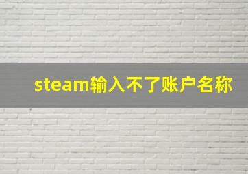 steam输入不了账户名称