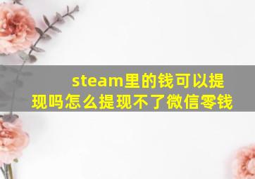 steam里的钱可以提现吗怎么提现不了微信零钱