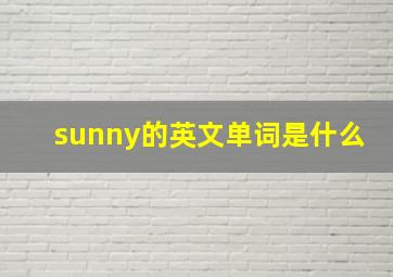 sunny的英文单词是什么