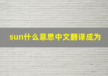 sun什么意思中文翻译成为