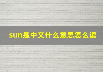 sun是中文什么意思怎么读