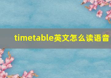 timetable英文怎么读语音