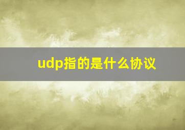 udp指的是什么协议