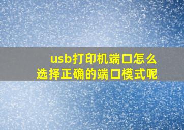 usb打印机端口怎么选择正确的端口模式呢