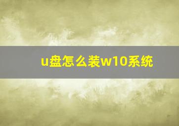 u盘怎么装w10系统