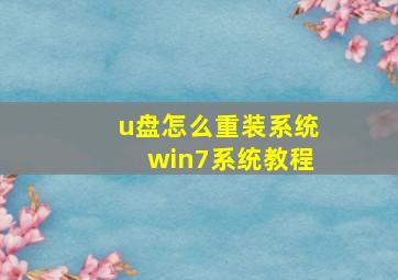 u盘怎么重装系统win7系统教程