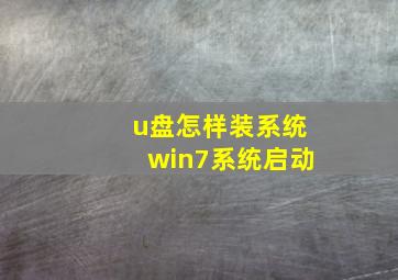 u盘怎样装系统win7系统启动