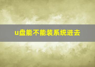 u盘能不能装系统进去