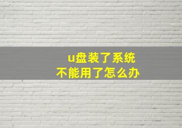 u盘装了系统不能用了怎么办