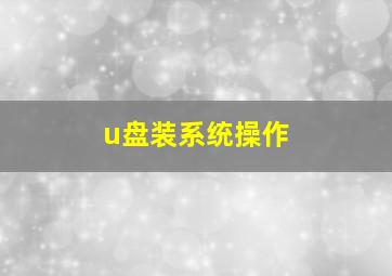 u盘装系统操作