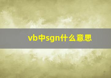 vb中sgn什么意思