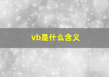 vb是什么含义