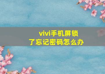 vivi手机屏锁了忘记密码怎么办